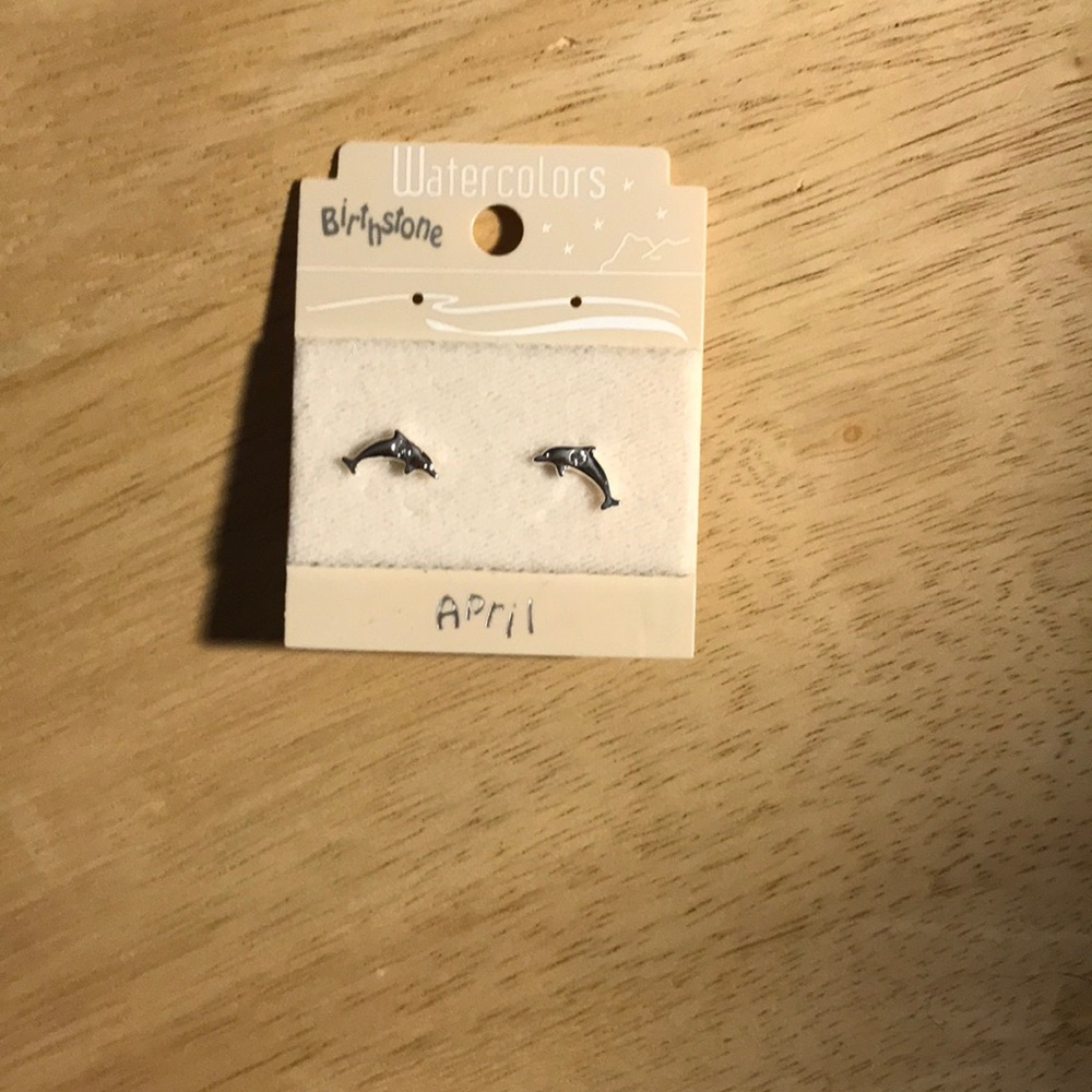 Dolphin April birthstone earrings